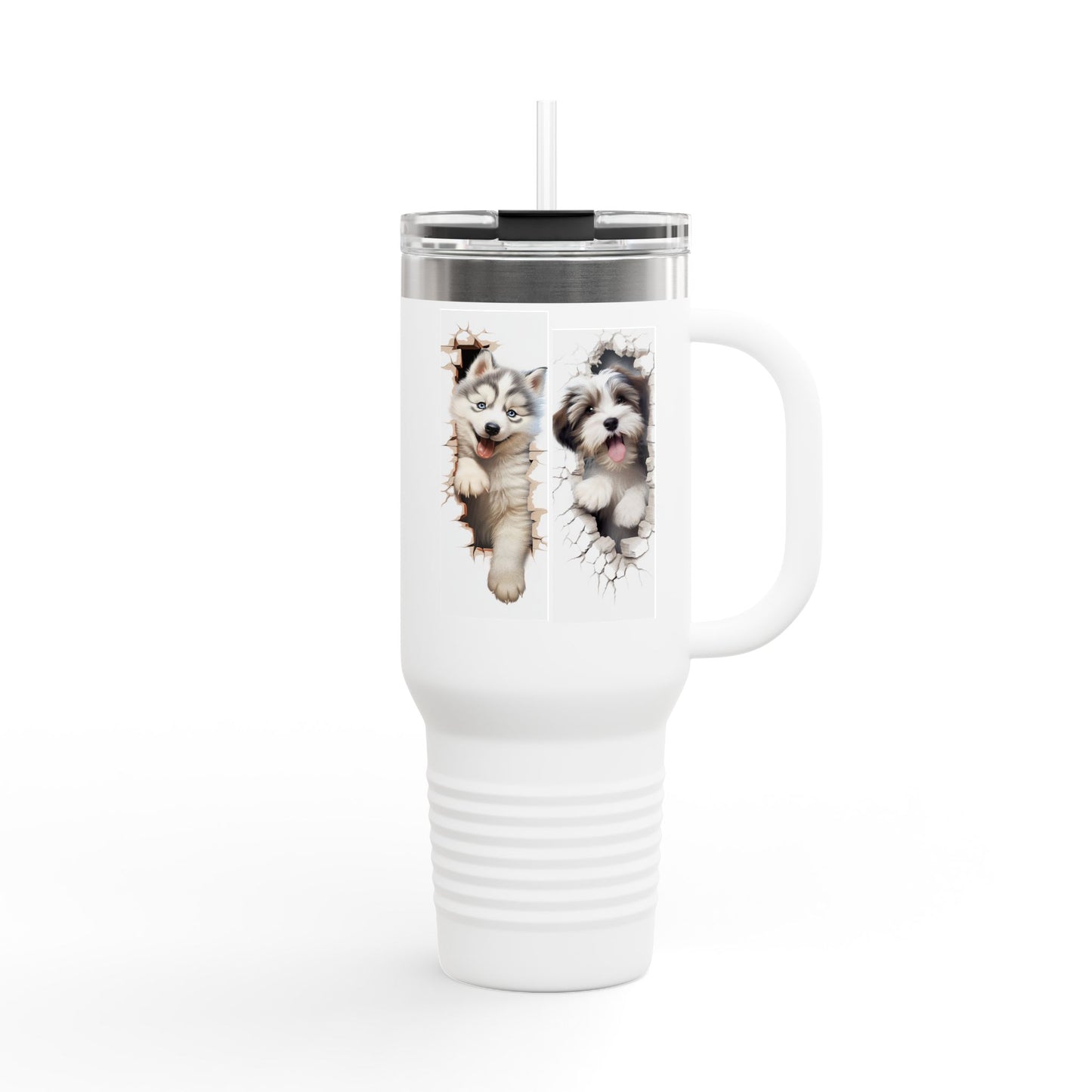 Dog 4 Puppies- Insulated Travel Mug, 40oz